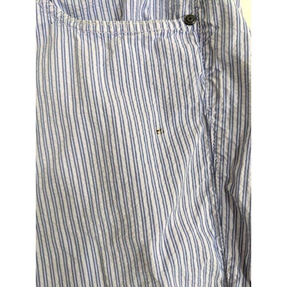 Mens Size 33 Shorts Blue Seersuck Striped Casual Bermuda Walking Pockets - Picture 6 of 9